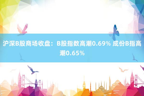 沪深B股商场收盘：B股指数高潮0.69% 成份B指高潮0.65%